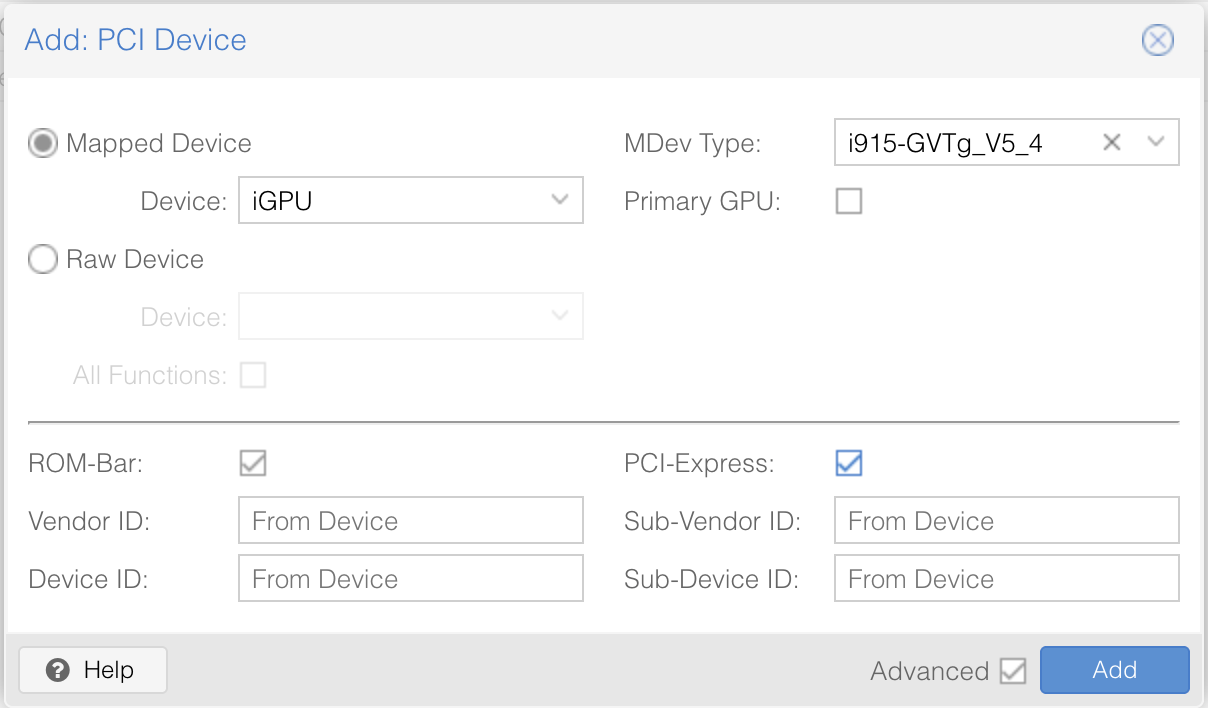 Adding the device to the VM