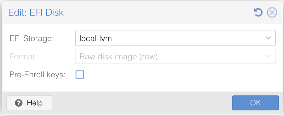 EFI disk with the Pre-Enroll keys option disabled